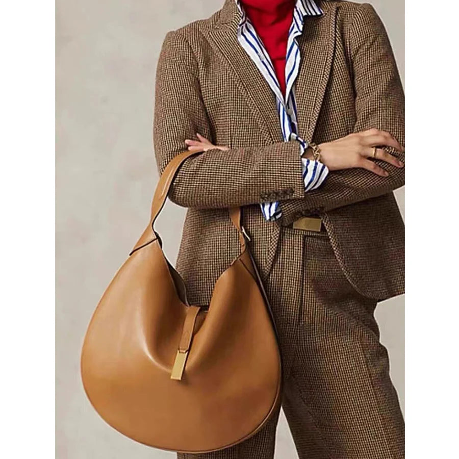 Women's underarm bag suede splicing pu leather design dumpling bag Tote bag Fashion brown/black shoulder crescent handbags bolsa-belleandkai.com