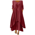 Cotton Women'S Casual Fashion Loose Long Dress With Button Solid Color Dresses-belleandkai.com