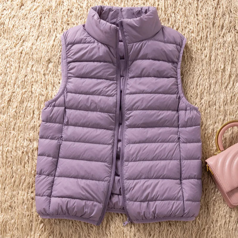 12 Colors 90% White Duck Down Women Sleeveless Jackets 2023 New Arrivals Female Ultra Lightweight Packable Vest Women Coats-belleandkai.com