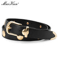 Maikun Women's Belt PU Leather Lightweight Casual Gold Decoration Stylish Black-belleandkai.com