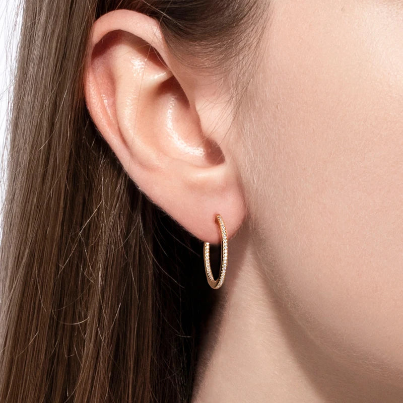S925 Silver Round Moissanite Yellow Gold Earrings Women Engagement Gift-belleandkai.com
