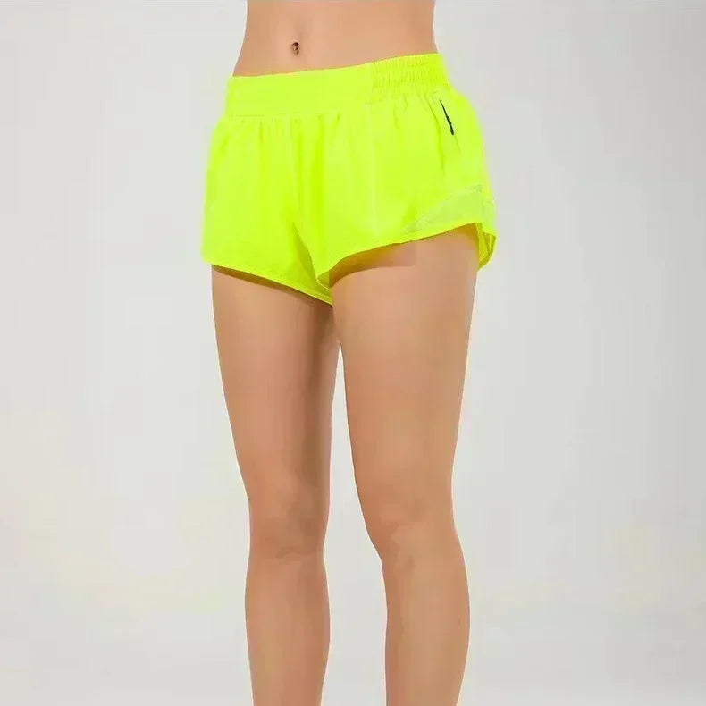 Lemon Women Hotty Hot Yoga Shorts Micro-elastic Low-rise Athletic Short With Liner Workout Running Sport Tummy Control Shorts-belleandkai.com