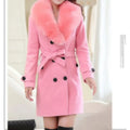 New Autumn Winter Women's Woolen Coat Mid-Length Korean Style Faux Fur Collar Sweater Material Outerwear Fashionable Ladies' Jac-belleandkai.com