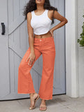 Y2K style fashion women's jeans stretch denim straight wide leg jeans hem raw edge design street style women's jeans-belleandkai.com