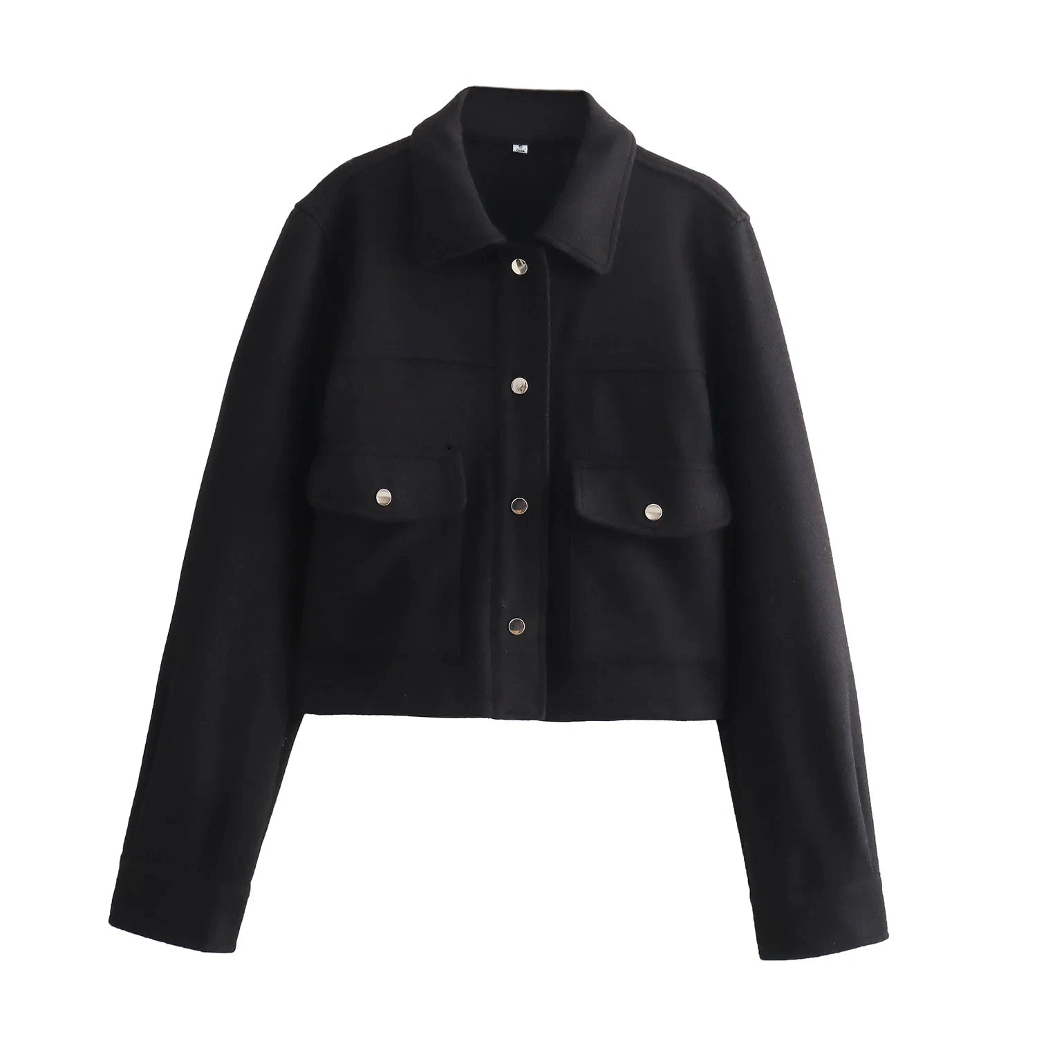 TRAFZA 2024 Autumn Winter Female Street Fashion Solid Jackets Causal With Pockets Button Down Turn Down Collar Elegant Coats-belleandkai.com