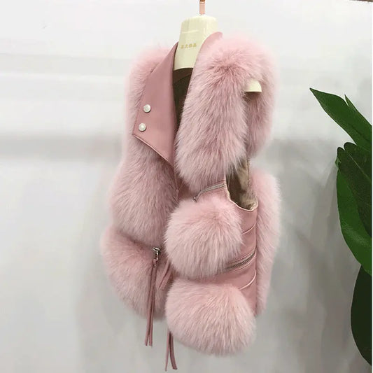 Fur Coat Women's Vest Short Clothing Autumn Winter Patchwork Slim Fashion Versatile-belleandkai.com