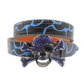 Skull Rhinestone Belts For Women Men Y2K Leather Strap Crystal Studded Western Cowgirl Cowboy Diamond Bling Bling Belt-belleandkai.com