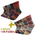 5 Pairs/Lot Wool Socks Women Winter Japanese Harajuku  Bohemian Cashmere Warm Colorful Socks Ladies Girl Christmas Gift 5 Styles-belleandkai.com