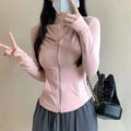Women's Summer Zipper Sun Protection Clothing Slim Fit Yoga Jacket Hooded Light Weight Cross-Border UV Protection Open Cardigan-belleandkai.com