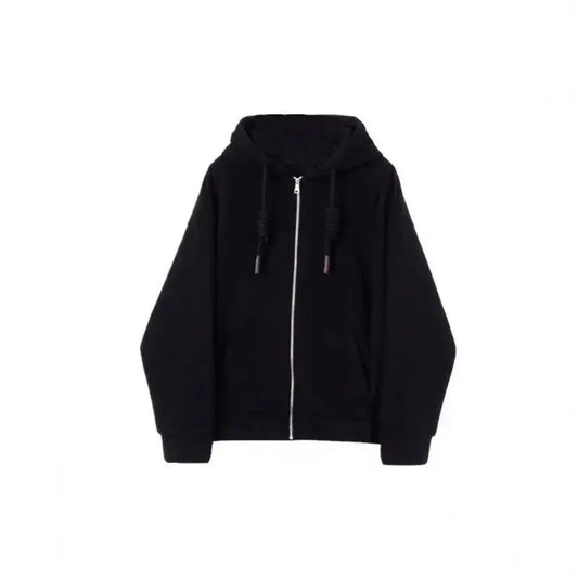 Loose Zipper Hoodie Women's Spring Autumn Thin Style Student Casual Wear Purple Sweatshirt Korean Lazy Fashion Versatile Outerwe-belleandkai.com
