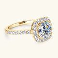 Anziw Real 2CT 8mm Round Moissanite Square Ring 925 Sterling Silver Luxury Brilliant Diamond Wedding Finger Rings Band For Women-belleandkai.com