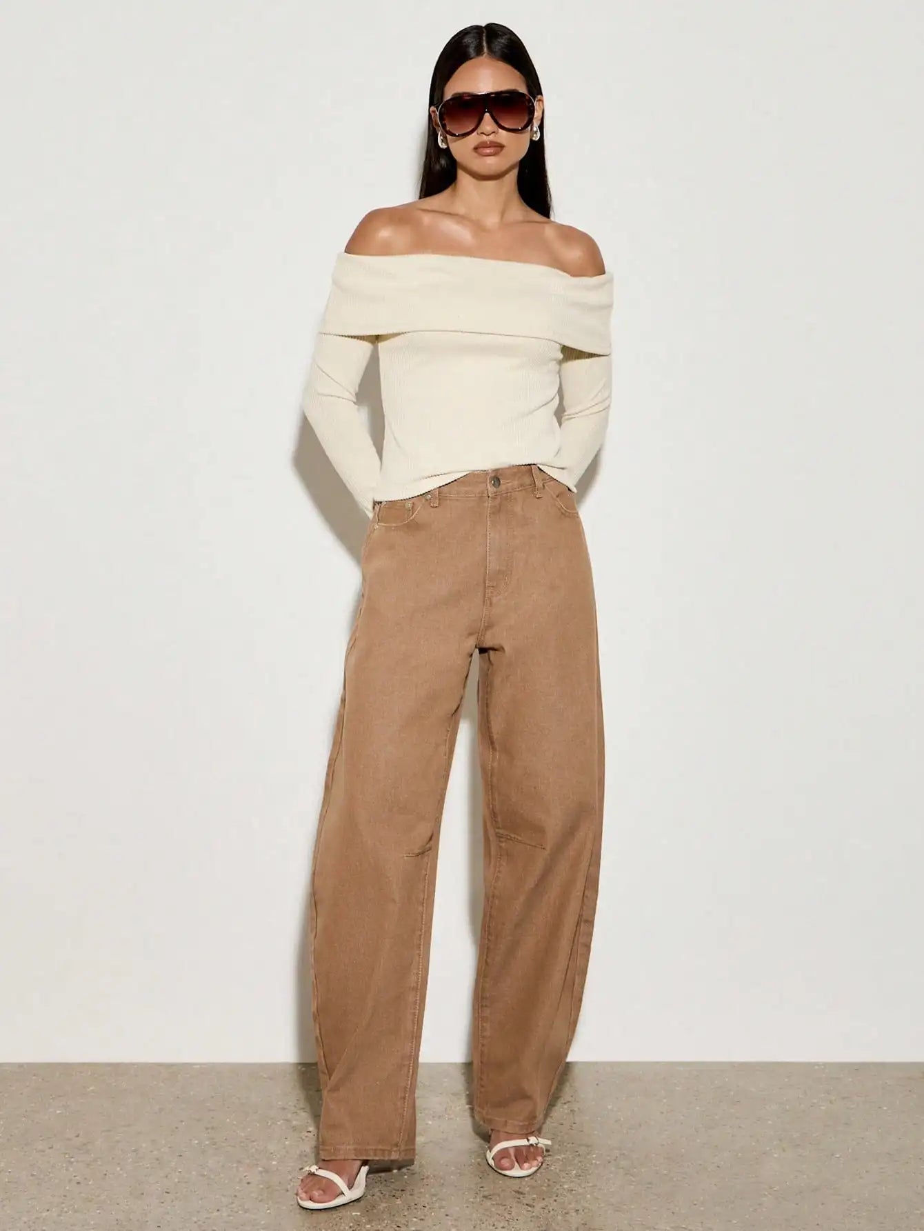 European style  American retro  high waisted wide leg jeans for women  new style for spring summer 2025  loose and slimming effe-belleandkai.com