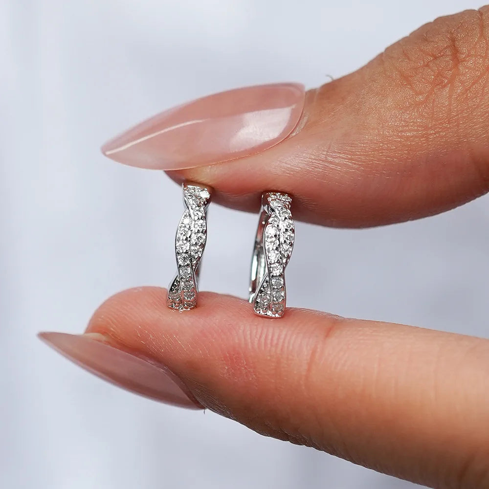 European-American Trendy Vintage Ear Clips PT950 Platinum Women's! 0.5CT Moissanite Elegant Hoops, High-End Eye-Catching & Chic-belleandkai.com