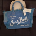 Saint Barthes European and American New Women's Large Capacity Leisure Travel Cowboy Blue Handmade Tassel Handbag-belleandkai.com