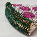 Alizekerr Pizza Shaped Diamond Evening Clutch Bags 2024 New Gorgeous Unique Metallic Watermelon Rhinestone Purses Wedding Party-belleandkai.com