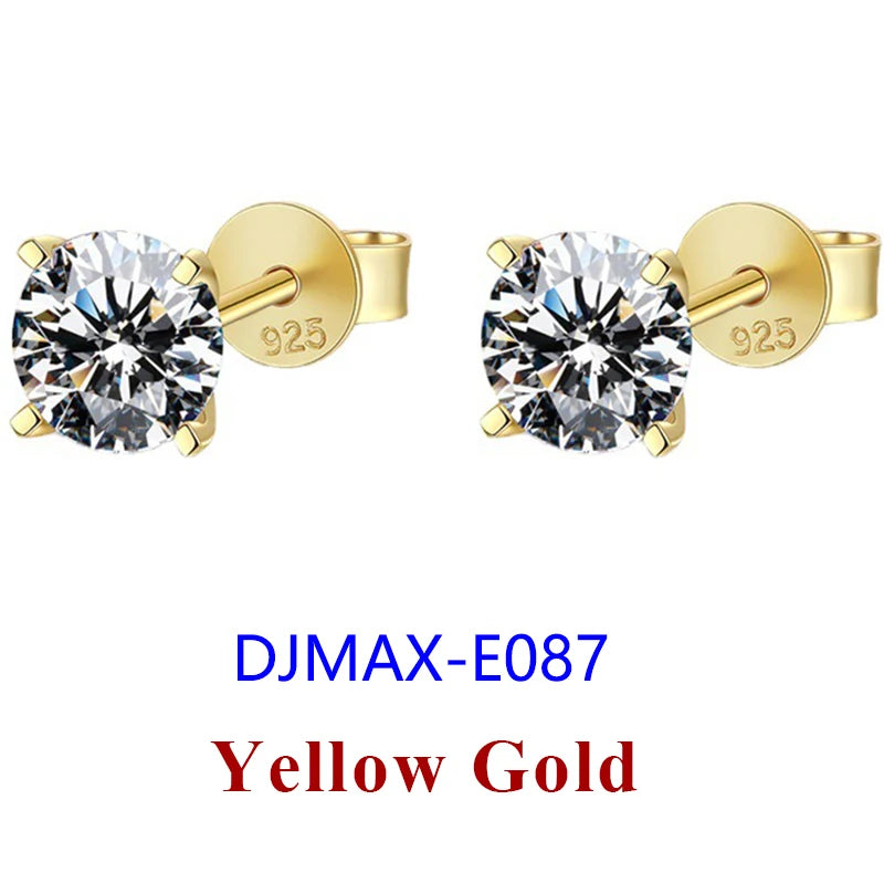 DJMAX 0.5-2ct Moissanite Diamond Stud Earrings for Women Original 925 Sterling Silver Lady's Moissanite Earring New 2025-belleandkai.com