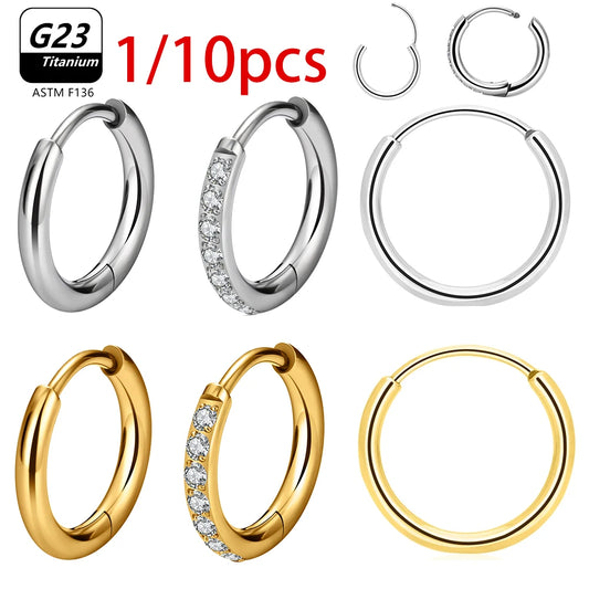 1/10pcs G23 Titanium Hoop Earring For Women Piercing Nose Ring ASTM F136 Body Jewelry Accessories Wholesale 2024 New-belleandkai.com