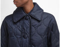 Cotton padded women's loose collar warm single breasted solid color comfortable ultra simple diamond grid long coat jacket-belleandkai.com