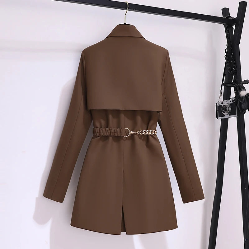 Korean Fashion Blazers Women Coats Spring Autumn Lace-Up Solid Jackets Women's Clothing Elegant Blazers for Women Tailored Coat-belleandkai.com