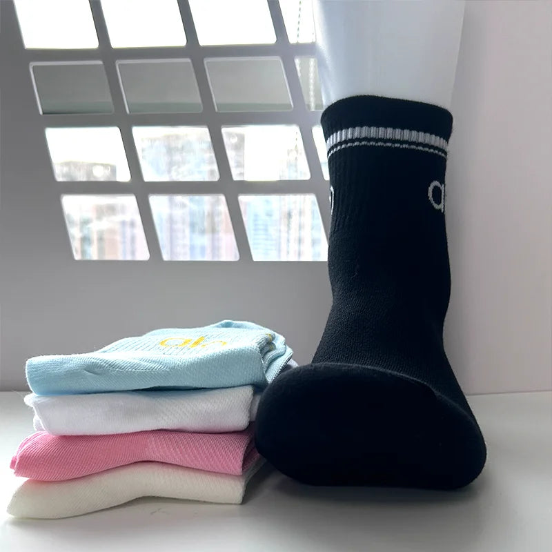 1/3/5 Pairs A* Mid Tube Yoga Socks Premium Cotton Unisex Breathable Comfortable Fitness Socks Set for Yoga Gym Sports All Season-belleandkai.com