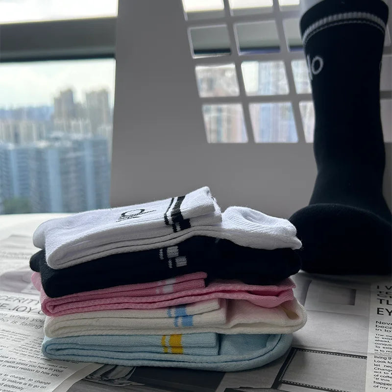 1/3/5 Pairs A* Mid Tube Yoga Socks Premium Cotton Unisex Breathable Comfortable Fitness Socks Set for Yoga Gym Sports All Season-belleandkai.com