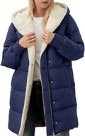 Womens Winter Warm Coats Sherpa Fleece Lined Long Hooded Puffer Jacket-belleandkai.com