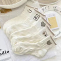 5 Pairs/Lot Socks Women's Cotton Print Short Ankle Set White Sports Cycling Running Compression Summer Breathable-belleandkai.com
