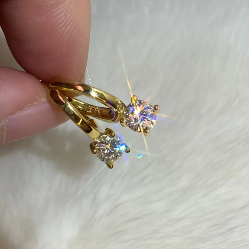 IOGOU D Moissanite 5mm Earrings 925 Sterling Silver Original Certified Moissanite Hoop Drop Dangle Earrings Huggie for Women-belleandkai.com