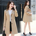 Slim Fit Long Coat Jacket Women's Casual Khaki Color Autumn Winter Outerwear Full Sleeve Chinese Brand Fashionable Windbreaker-belleandkai.com