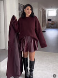Vintage O-neck Sweater For Women Casual Long Sleeved Loose Knitwear Pullover 2024 New Winter Female High Streetwear Jumper Tops-belleandkai.com