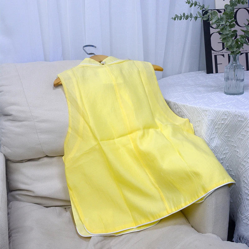 Chinese Style Embroidered Vest Fashion Vest Coat Temperament Vintage Women's Clothing Summer Sleeveless Top-belleandkai.com