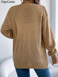 VigoCasey 2025 Autumn Winter Female Solid Sweater Cardigan Women Long Sleeve Cardigan Lady Hollow Loose Knitted Coat Outwears-belleandkai.com
