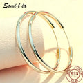 Somila Fashion S925 Earrings 3-7CM Diameter Big Hoop Earrings For Women  Platinum Plated Ear Rings C????? K?????-belleandkai.com
