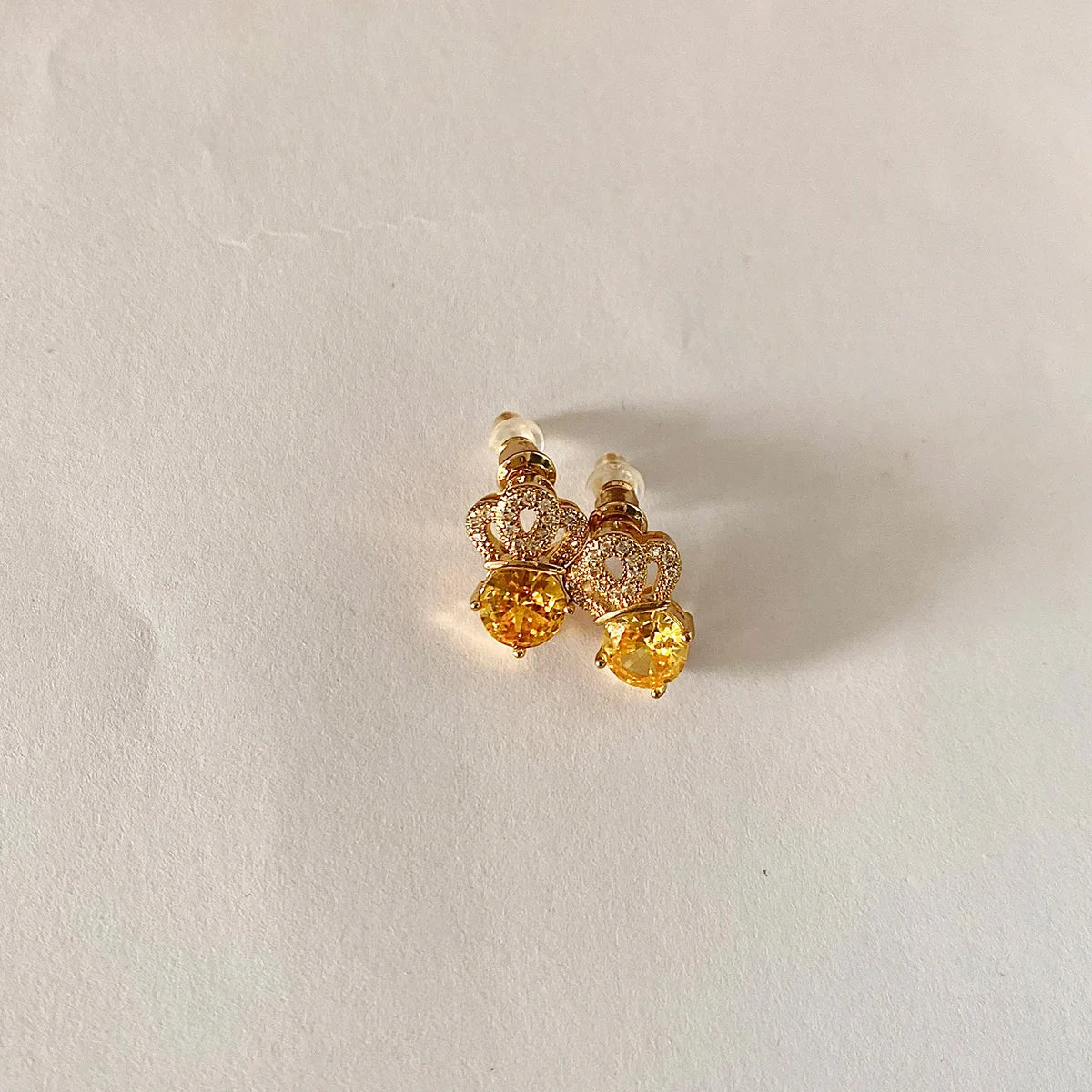 Lxalry Citrine Studs – Gold & Diamond Hypoallergenic Earrings, November Birthstone Gift for Success & Wisdom-belleandkai.com