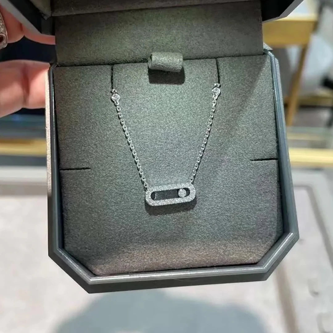 925 sterling silver classic fashionable mobile three diamond women's necklace. Holiday gifts-belleandkai.com