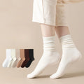 1/5 Pairs Cotton Socks Women Seamless Soft Crew Socks Medium Tube Long Loose Casual Solid Color Anti-Pilling Breathable-belleandkai.com