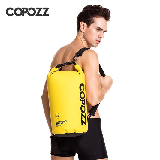 COPOZZ Swimming Bags Waterproof Bag Dry Bag PVC 15L Outdoor Sport Roll Top for Gym Travel Adjustable Personalized Storage Bags-belleandkai.com