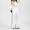 Woman Jeans High Waist Wide Leg Cotton Denim Clothing Design Sense Straight Pant Fashion Comfort White Retro Blue Casual Trouser-belleandkai.com