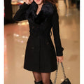 New Autumn Winter Women's Woolen Coat Mid-Length Korean Style Faux Fur Collar Sweater Material Outerwear Fashionable Ladies' Jac-belleandkai.com