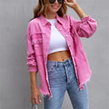 Fashion Broken Holes Solid Color Denim Jacket Ladies Comfortable Casual Loose Button Cardigan Coat Streetwear Women's Outerwear-belleandkai.com
