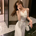 Wide Leg Pant Sets for Women 2 Pieces Aesthetic Korean Style Clothing Trend 2025 Cheap Classy Sales  Slings and Trousers Woman-belleandkai.com
