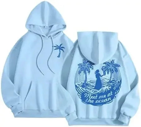 Fashionable Sporty Hoodie Casual Shoulder-Length Sleeve Printed Comfortable Polyester Women's Sweatshirt Trendy Streetwear-belleandkai.com