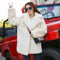 Winter Furry Coat Hairy Woman Jacket Thick Rabbit Fur Coat Female Plush Overcoat Comfort Fur Coat-belleandkai.com