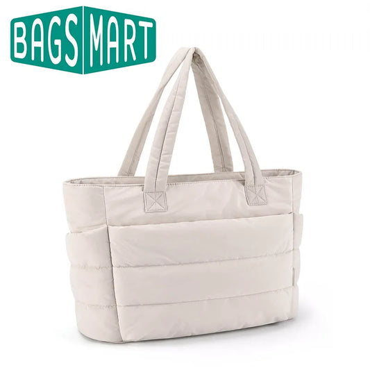 BAGSMART Women's Bag Large Capacity Solid Color Tote Bag Versatile Handbag for Commuter Work Student Class Shopping bag-belleandkai.com