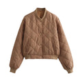 TRAF 2025 Women's Fashion Bomber Jacket Autumn Winter Short Parka Coat Vintage Long Sleeve Streetwear Casual New In Jackets-belleandkai.com