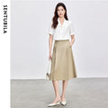 SENTUBILA Turn Down Collar Shirt Women Summer 2025 Twill Texture Chic Button Short Sleeve Elegant Solid Woman Blouse 152C87931-belleandkai.com