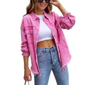Fashion Broken Holes Solid Color Denim Jacket Ladies Comfortable Casual Loose Button Cardigan Coat Streetwear Women's Outerwear-belleandkai.com