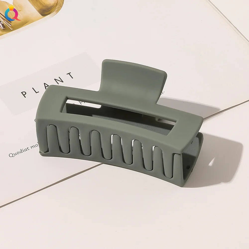 Simple Frosted Shark Hair Claws Candy Color No Slip Large Square Cross Shaped Jaw Clip For Women Girls Thin Thick Long Hair-belleandkai.com