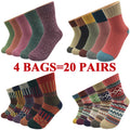 5 Pairs/Lot Wool Socks Women Winter Japanese Harajuku  Bohemian Cashmere Warm Colorful Socks Ladies Girl Christmas Gift 5 Styles-belleandkai.com