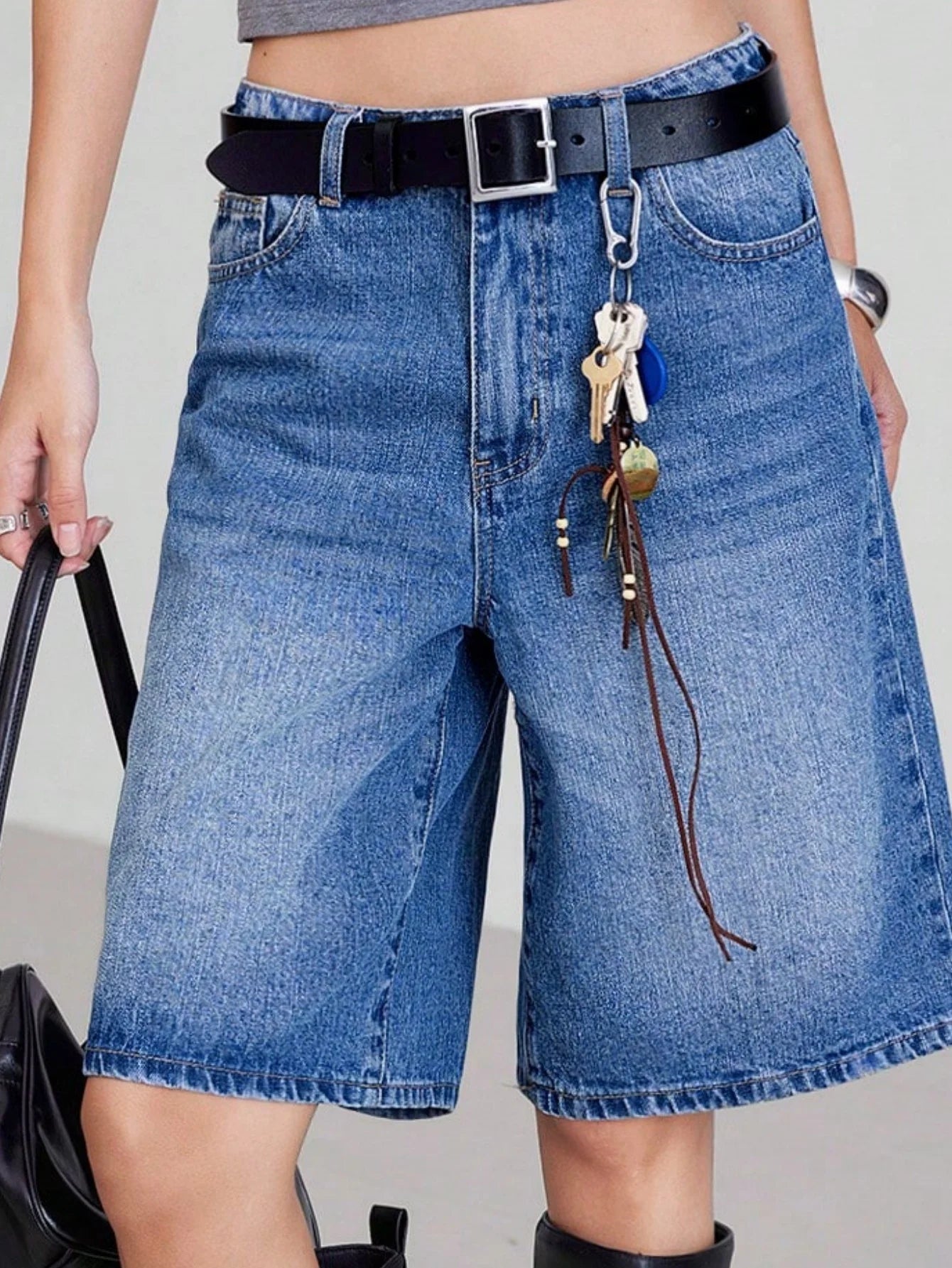 American Retro Style Five-Piece Denim Shorts for Women - Summer Spring 2025 Collection - High-Waisted  Loose-Fitting  Slimming-belleandkai.com
